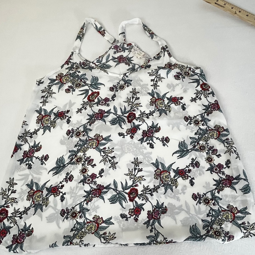 PINK REPUBLIC White Floral Print Cami Tank Top Women's Size‎ L Lightweight
